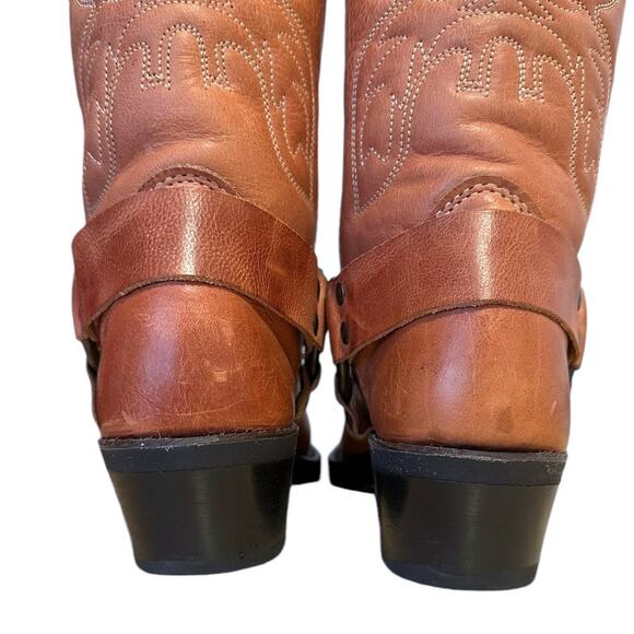 Frye Vintage Peach Eagle Harness Leather Mid Calf Boots Size 6 - Picture 7 of 13